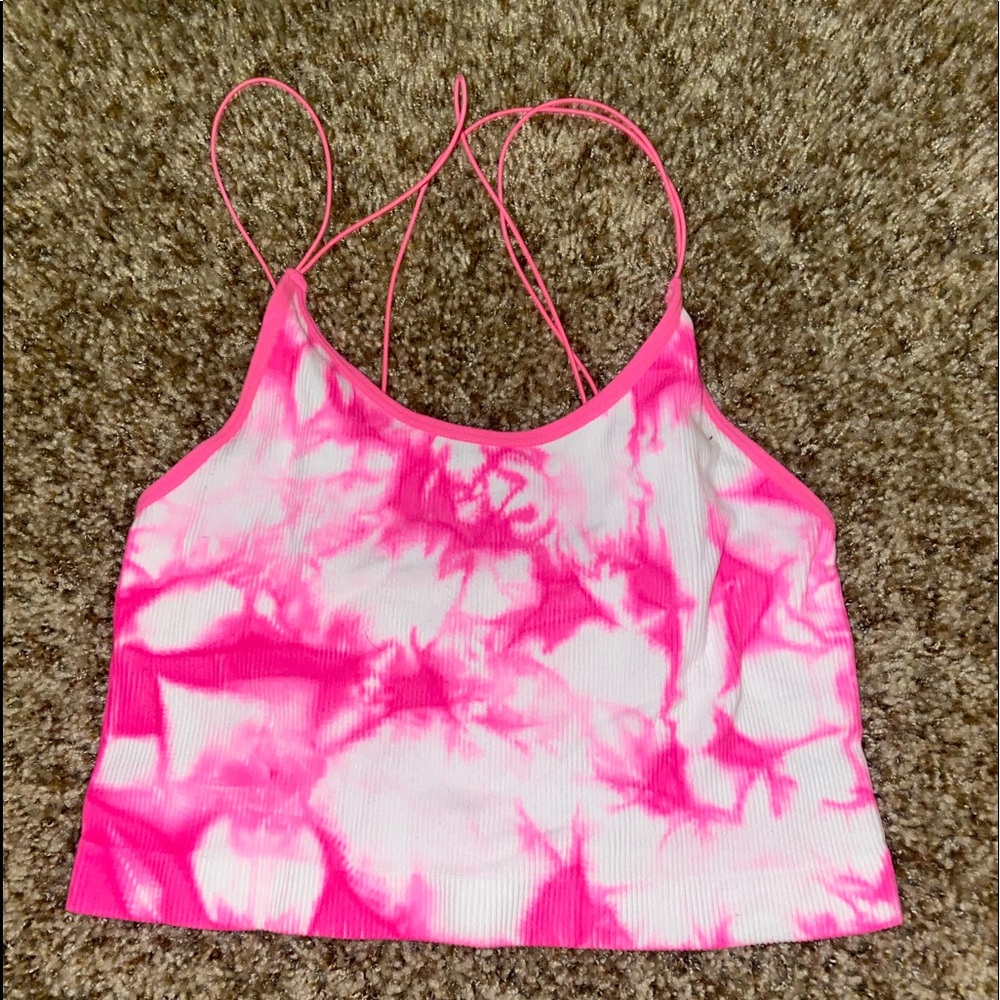 Pink and White Tie Dye Tank Top